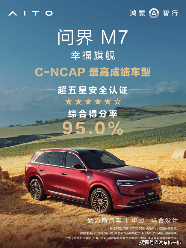 九游app：綜合得分率95%！問界M7成為C-NCAP（2024版）最高成績車型